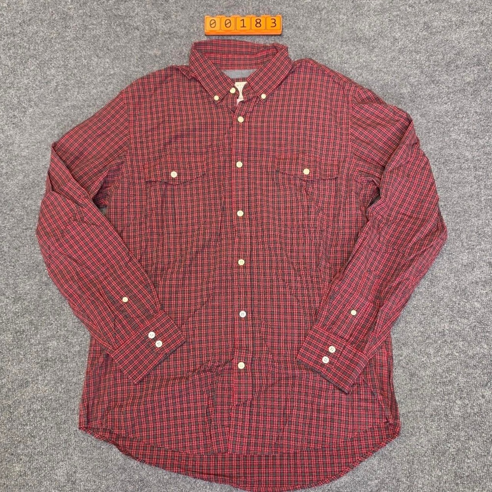 Article 365 Red & black plaid cotton button-up shirt, size Large